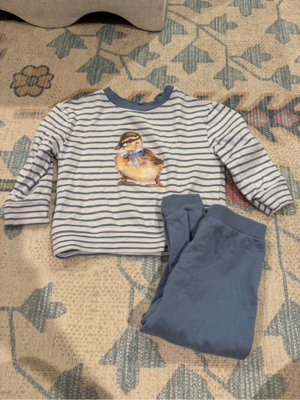 Edgehill Collection Blue & White Striped Duck Fleece Set
